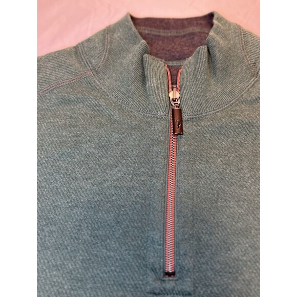 Tommy Bahama Flipshore 1/4 Zip Reversible Sweatshirt Green & Gray Mens Large - Picture 4 of 11